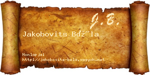 Jakobovits Béla névjegykártya